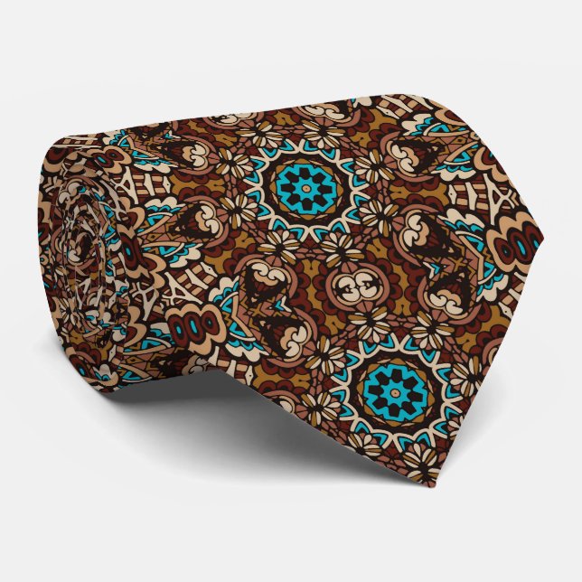 Gravata Retro Colorful Brown Custom Tie – Elegant Fashion (Rolled)