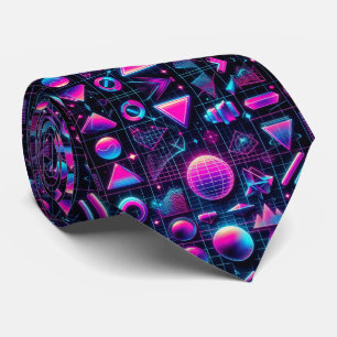 Gravata Retro Neon Funky Formas 80s