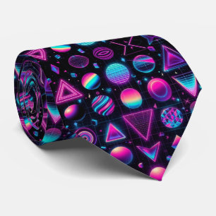 Gravata Retro Neon Funky Formas Anos 80
