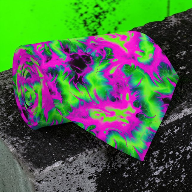 Gravata Retro Neon Tie-Dye Custom Necktie (Criador carregado)