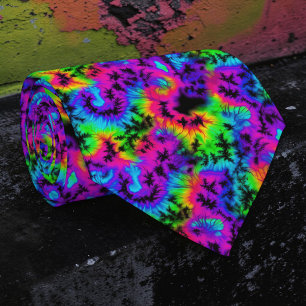 Gravata Retro Neon Tie-Dye Personalizada