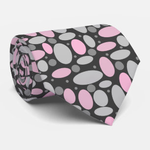 Gravata retro, sessenta, bolinhas, cinzas e rosa