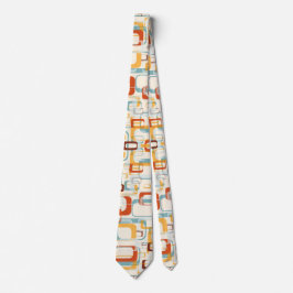 Gravata Retro Vintage 70s Pattern In Shades Of Orange Blue
