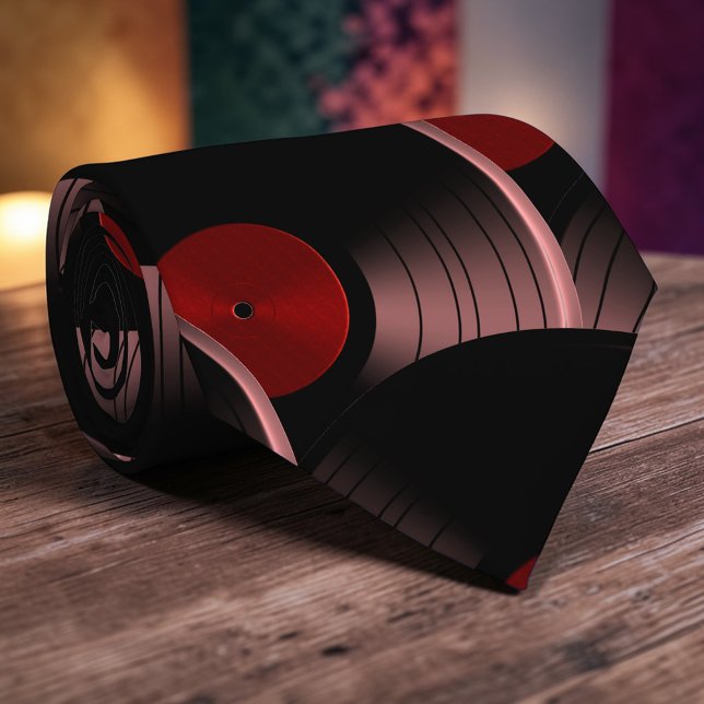 Gravata Retro Vinyl Record Pop Culture Necktie Necktie Tie (Criador carregado)