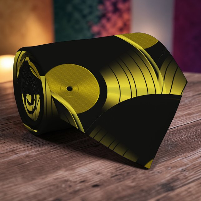 Gravata Retro Vinyl Record Pop Culture Necktie Necktie Tie (Criador carregado)