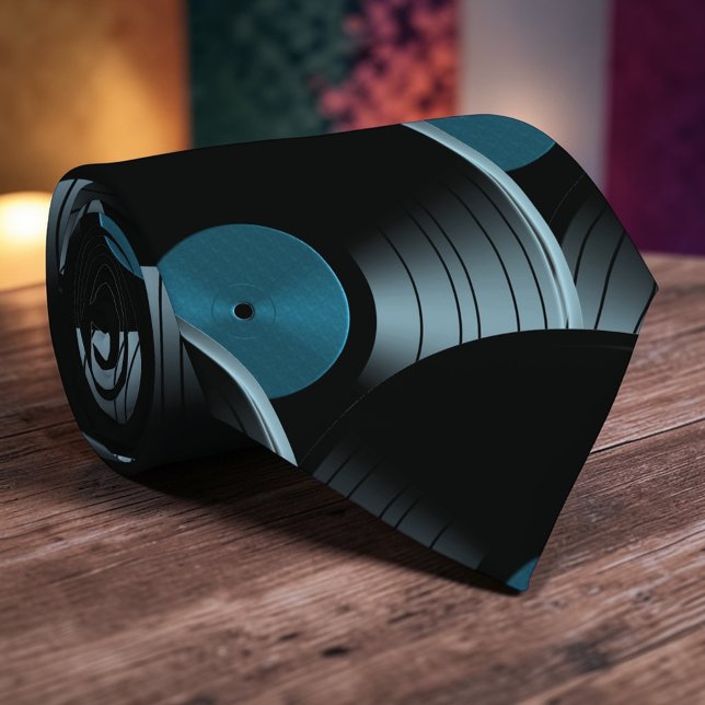 Gravata Retro Vinyl Record Pop Culture Necktie Necktie Tie (Criador carregado)