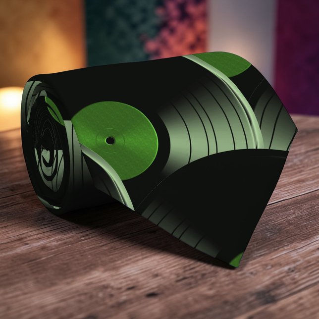 Gravata Retro Vinyl Record Pop Culture Necktie Necktie Tie (Criador carregado)