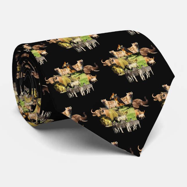 Gravata Rhino Mãe e Calf Wildlife Frame Neck Tie (Rolled)