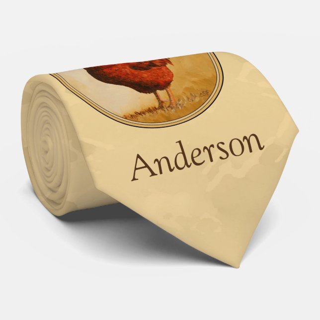 Gravata Rhode Island Red Rooster Amarelo Fundo (Rolled)