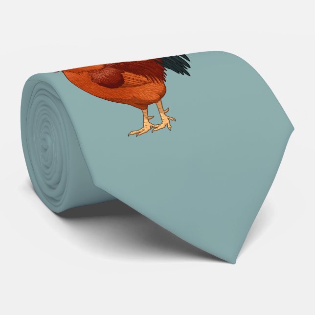 Gravata Rhode Island Red Rooster Crowing (Rolled)