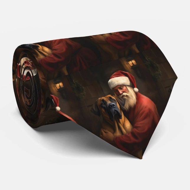 Gravata Ridgeback Santa Claus Natal Festivo (Rolled)
