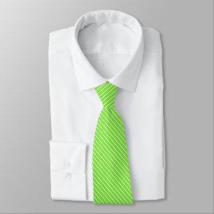 Gravata Riscas diagonais - verde limão e branco