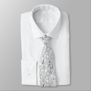 Gravata Robins e flores, preto e branco