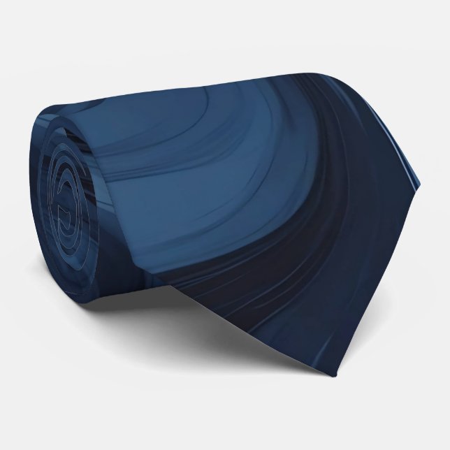 Gravata Rochas em azul e preto (Rolled)