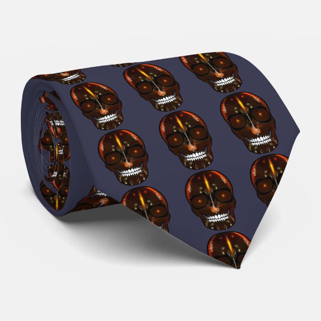 Gravata Rock and Roll Skull Tie (Rolled)