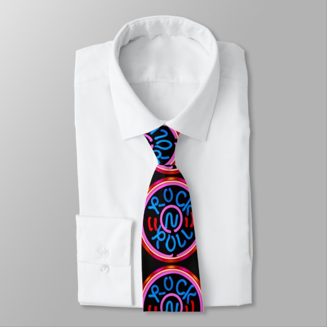 Gravata Rock n Roll Música Neon Sinal Olhe Necktie (Amarrado)