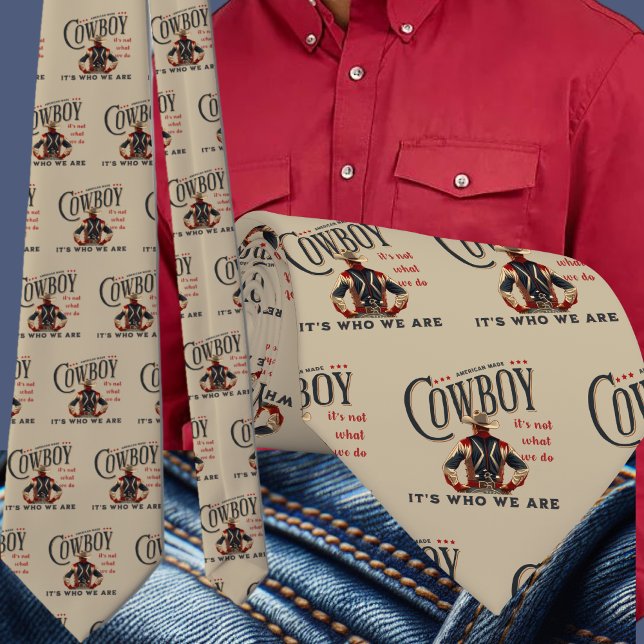 Gravata Rodeio Ocidental Cowboy Bucking Horse É quem somos (Western Rodeo Cowboy Men's Necktie with Cowboy Quote)