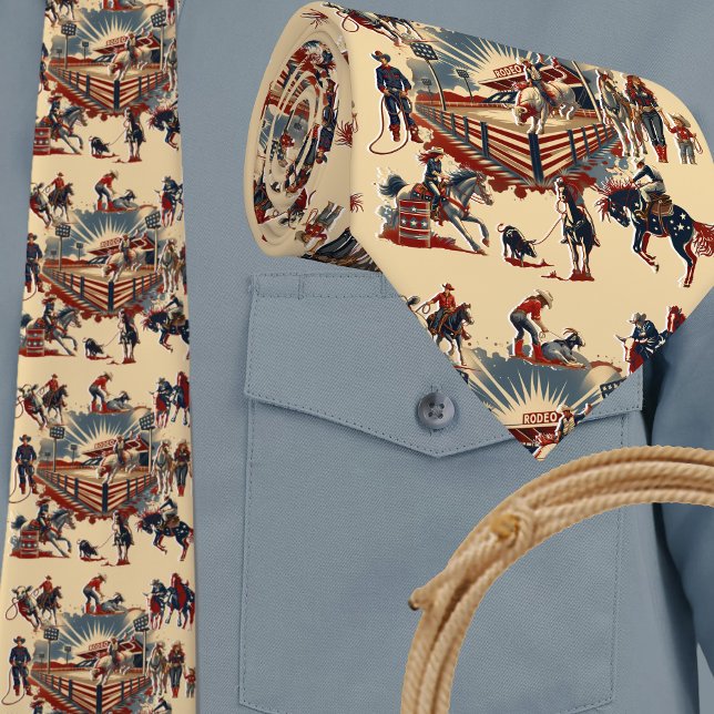 Gravata Rodeo Ocidental Arena Cowboy Cowgirl Eventos Rodeo (Western Rodeo Events Rodeo Arena with Cowboys Cowgirls Horses Steers Bulls Calves in action.)