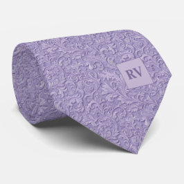 Gravata Rola de Textura Relevada Lavanda Roxa Pálida
