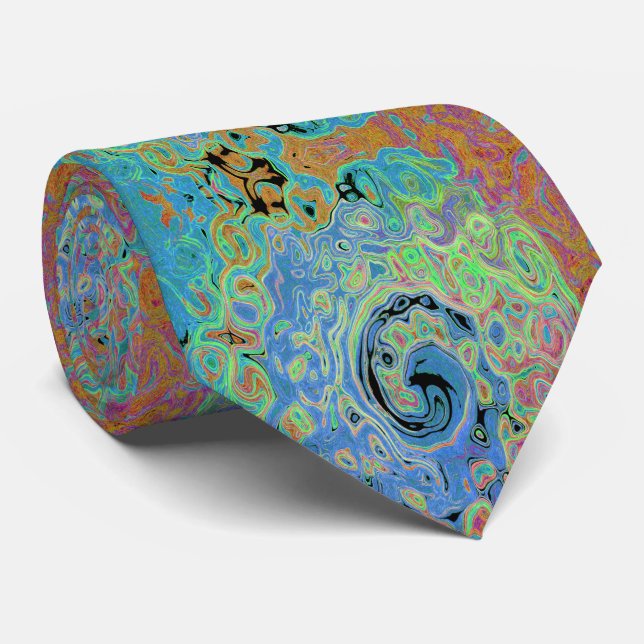 Gravata Rolha de Abstrato com rolha azul de aquarela com r (Rolled)