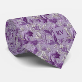 Gravata Rolo Botânico Violeta Suave Roxo