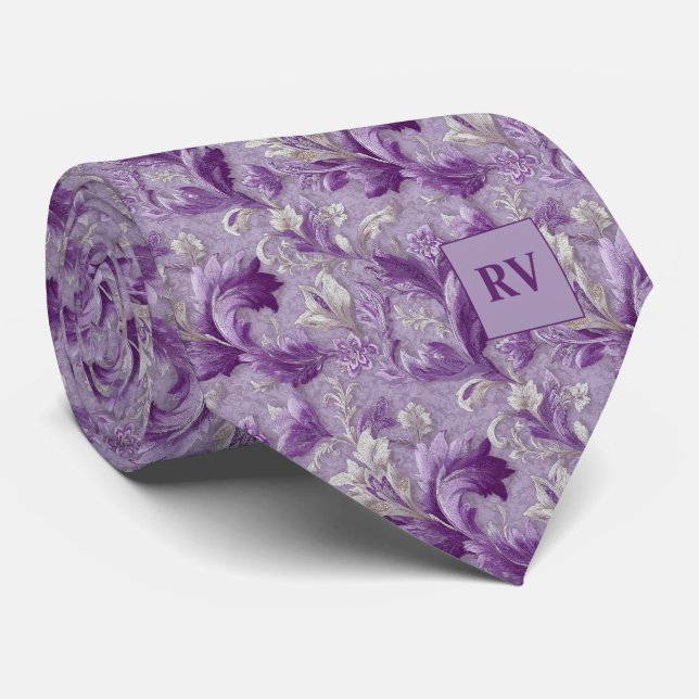 Gravata Rolo Botânico Violeta Suave Roxo (Rolled)