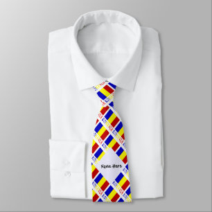 Gravata Romania and Romanian Flag Tiled with Your Name