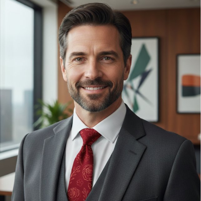 Gravata Romantic Red Floral Elegance (Criador carregado)