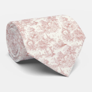 Gravata Romântico Padrão Francês de Toile Rosa Campestre (