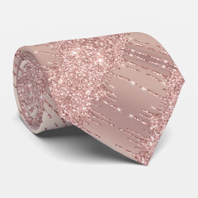 Gravata Rosa Blush Glitter Drives de Peça de Peito de Peit (Rolled)