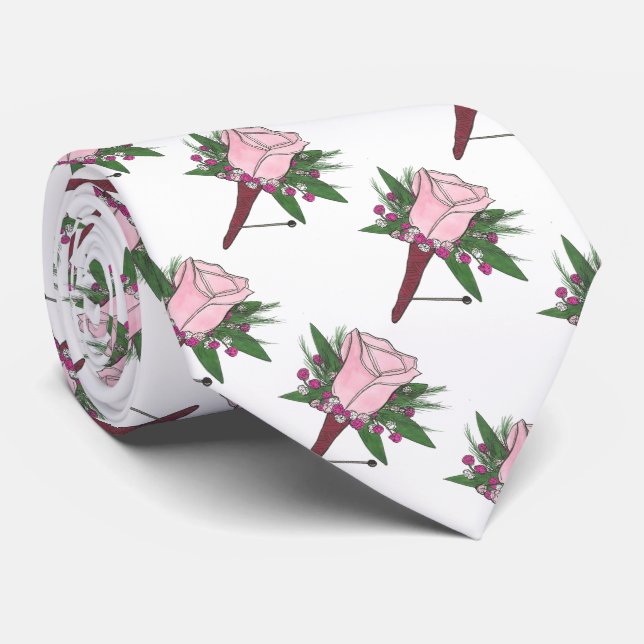 Gravata Rosa Boutonniere Tie do Casamento do Melhor Homem  (Rolled)