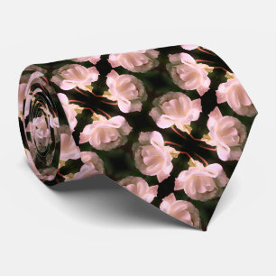 Gravata Rosa Branca com Colírio Abstrato Padrão Floral