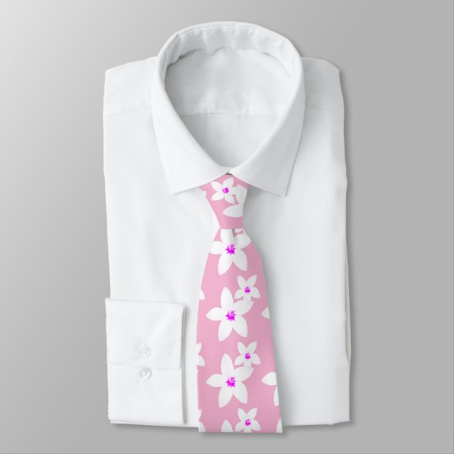 Gravata Rosa claro Floral Tie (Amarrado)