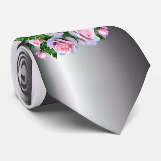 Gravata Rosa de Flor Rosa (Rolled)