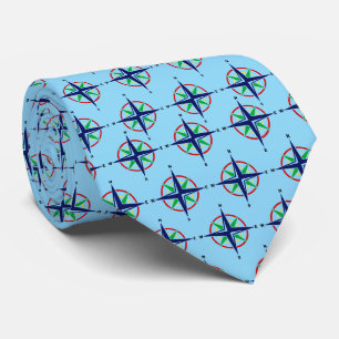 Gravata Rosa dos Ventos Náutica de 5 Cores Azul Bebê BG