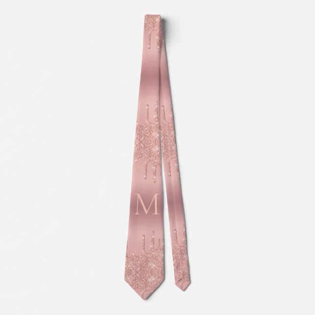 Gravata Rosa Dourado Glitter Sparkly Tie com Letra Persona (Frente)