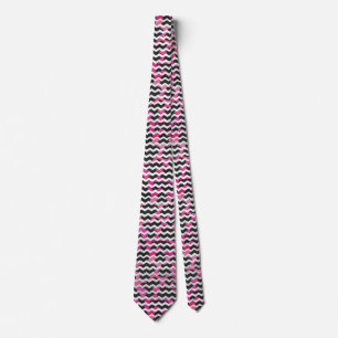 Gravata Rosa e preto da vaca de Chevron