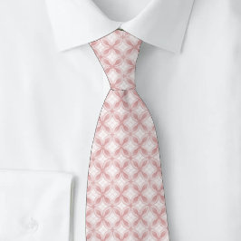 Gravata Rosa Empoeirado Floral Geométrico