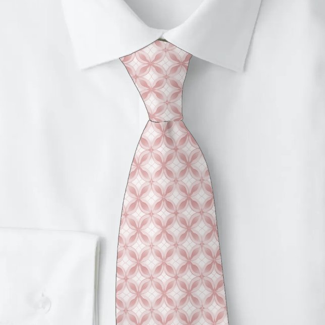 Gravata Rosa Empoeirado Floral Geométrico (Criador carregado)