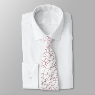 Gravata Rosa floral elegante - design de rabiscos dourados