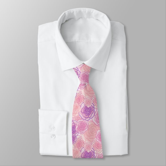 Gravata Rosa Floral Rosa Vintage (Amarrado)