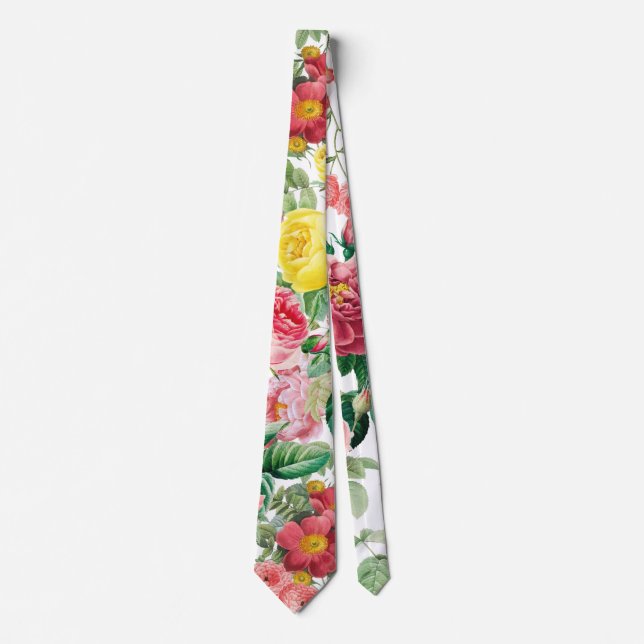 Gravata Rosa Floral Vintage Primavera Garden (Frente)
