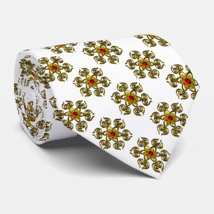 Gravata ROSA ouro COM RUBY VERMELHO,Branco