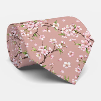 Gravata rosa para homens com padrão floral branco