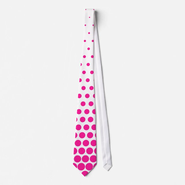 Gravata Rosa Profundo Bolinhas Moderno Branco (Frente)