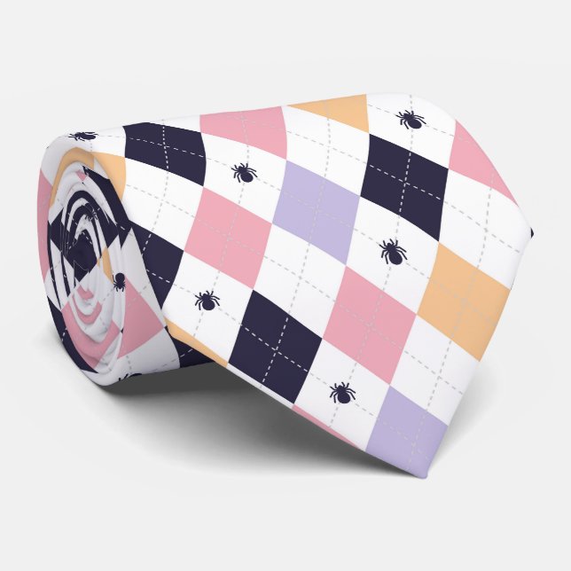 Gravata Rosa Puro Diamante com Aranha (Rolled)