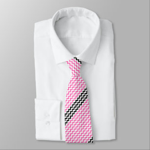 Gravata Rosa quente e preto Chevron por Shirley Taylor