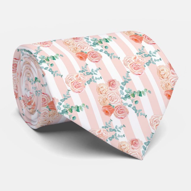 Gravata Rosa Rosa Rosa Elegante e Eucalyptus Necktie (Rolled)