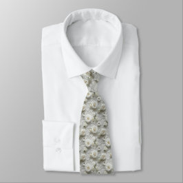 Gravata Rosas Brancas no Lace