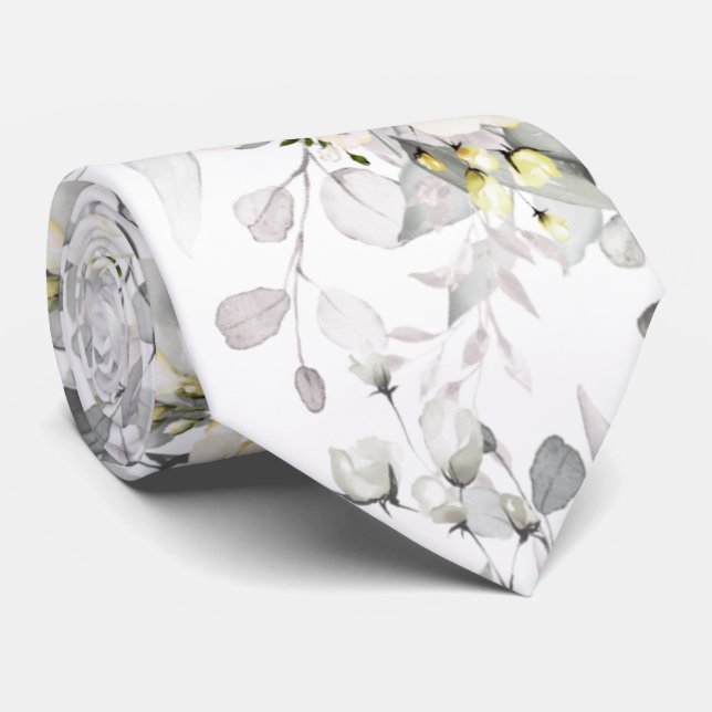 Gravata Rosas de Creme Elegante de Aquarela+Torre de Pesco (Rolled)